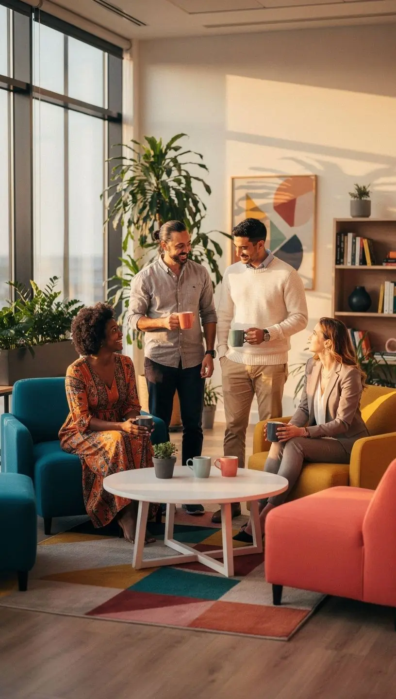 Biuro z przeszklonymi pomieszczeniami, które wspierają komunikację i koncentrację.