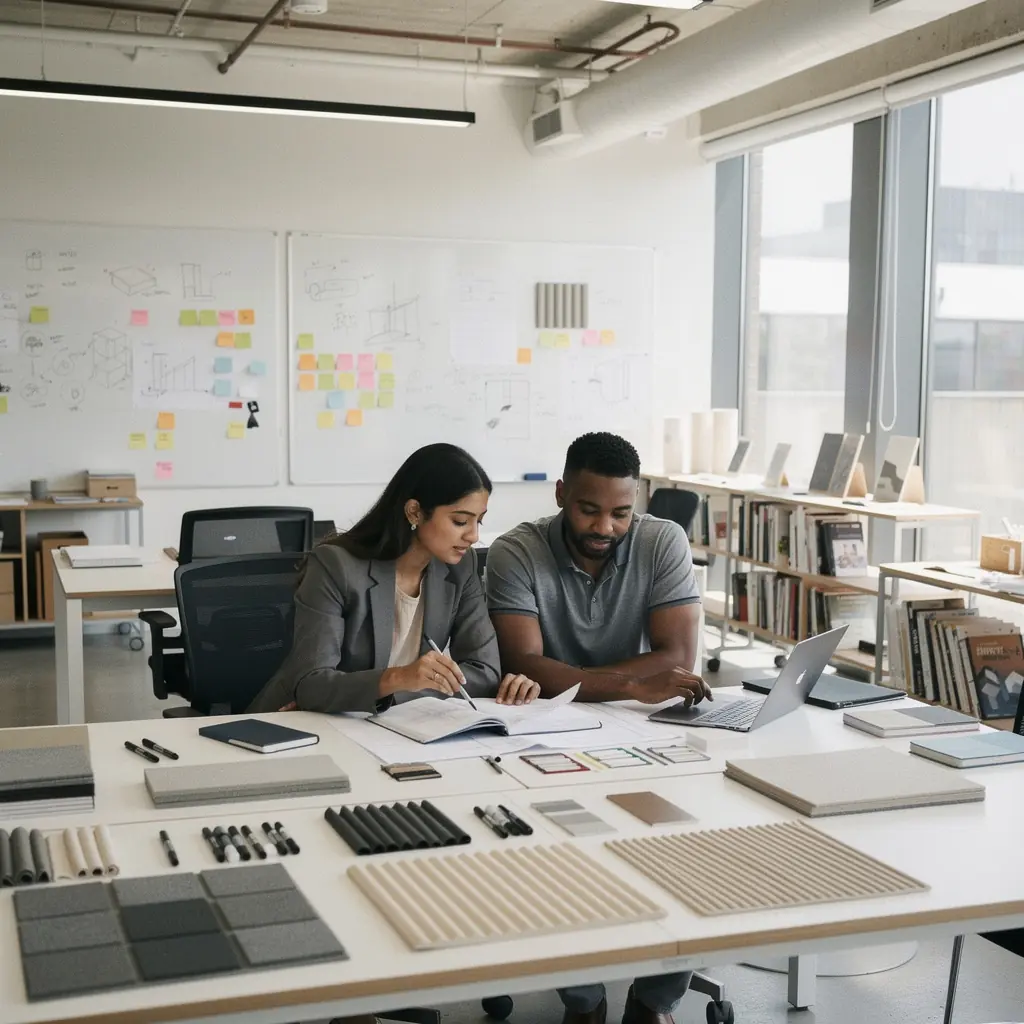 Nowoczesne biuro z ergonomicznymi meblami sprzyjającymi wydajności pracy.